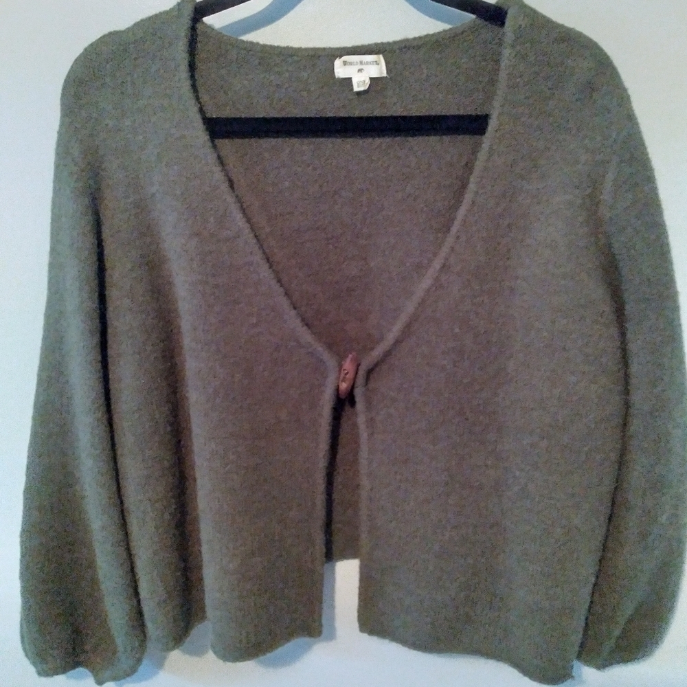 World Market olive green cardigan. One size.